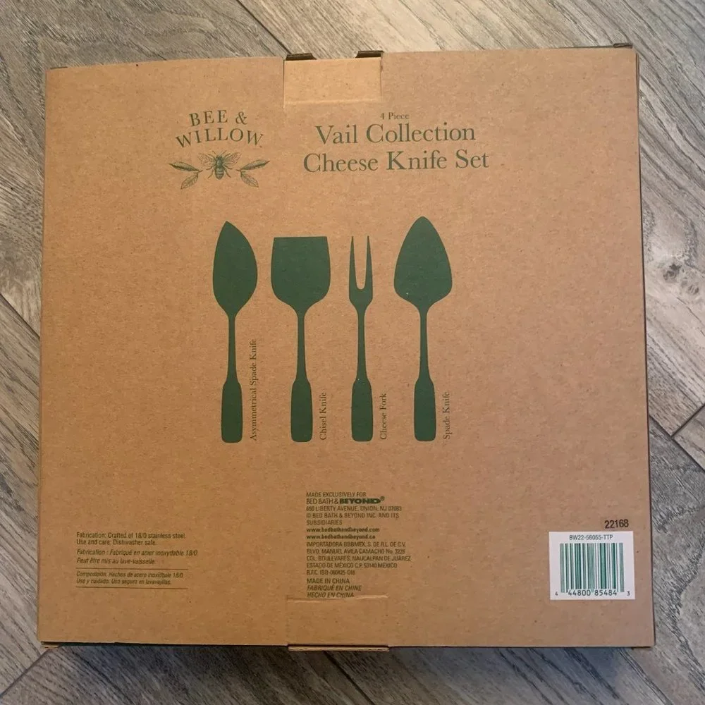 NWT BEE & WILLOW VAIL‎ COLLECTION 4 PIECE STAINLESS STEEL CHEESE KNIFE SET
